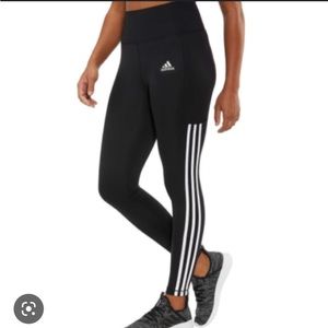 Adidas high rise aeroready black three stripe leggings women’s size large